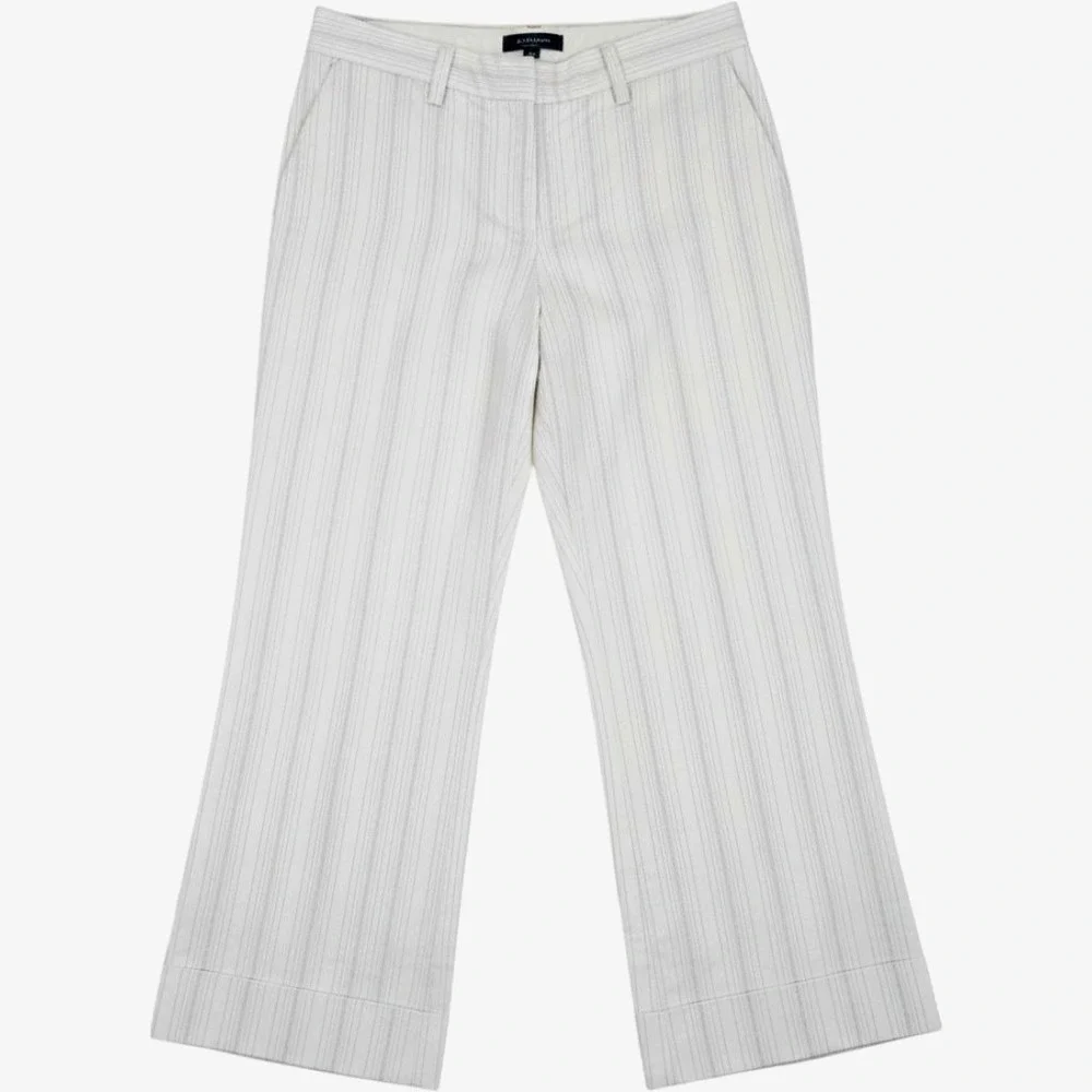 Ann Taylor Womens 16 White Pinstripe Wide Leg Dress Pants Cotton Rayon 139952